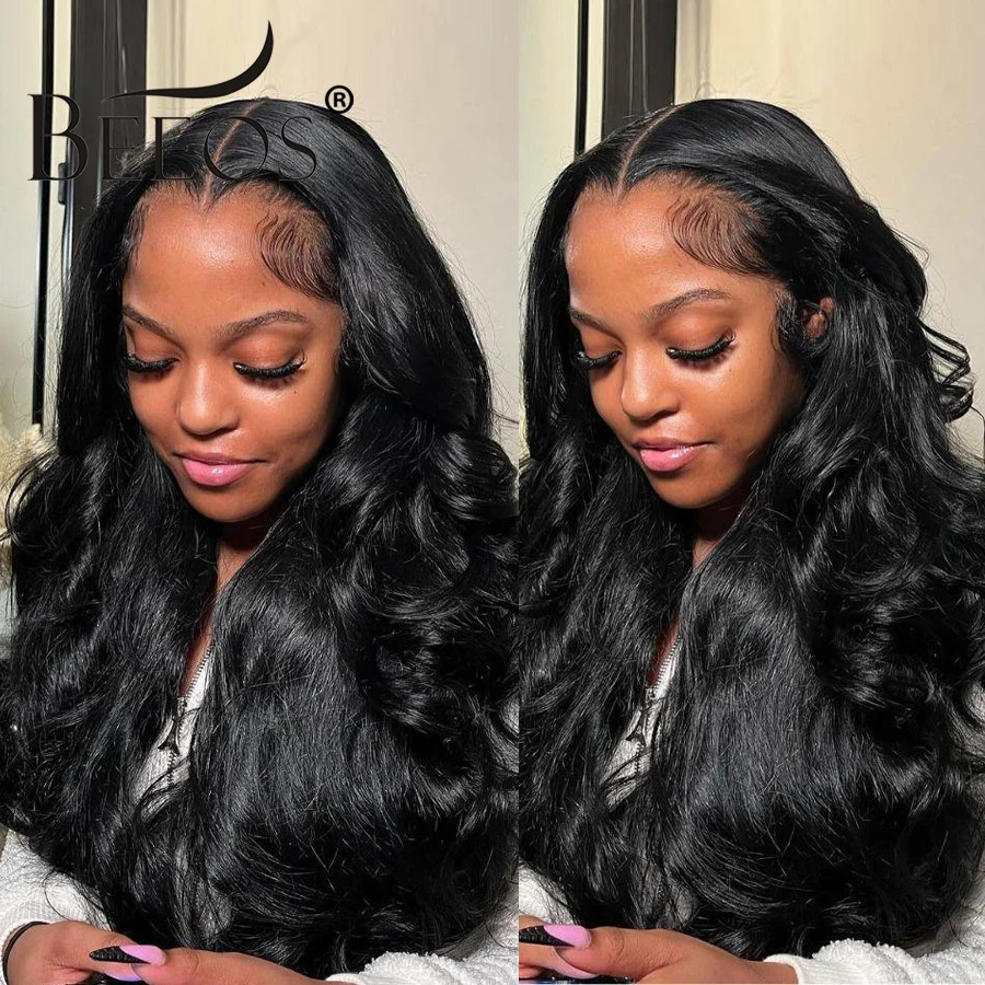 自然な波状のかつら,接着剤なし,透明なレースキャップ付き,漆黒,HD,7x7,32インチ,5x5 6x6,250%