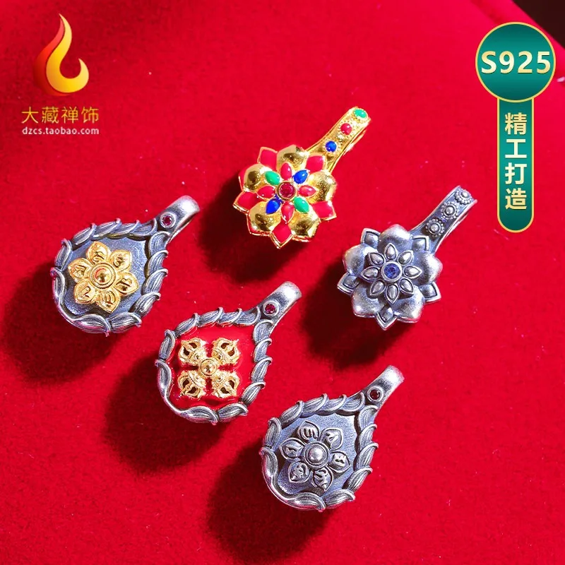 Top Authentic Tibetan Six Syllable Vajra Dorje Lotus Counter Clip Pendant for Mala Beads Side Hanging Accessory Great Quality