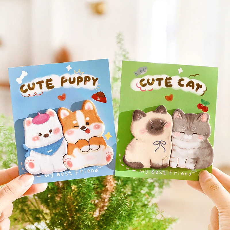 25Sheets Cute Happy Animal Memo Pads Simple Scrapbooking Sticker Supplies Post Sticky Notes Office Stationery