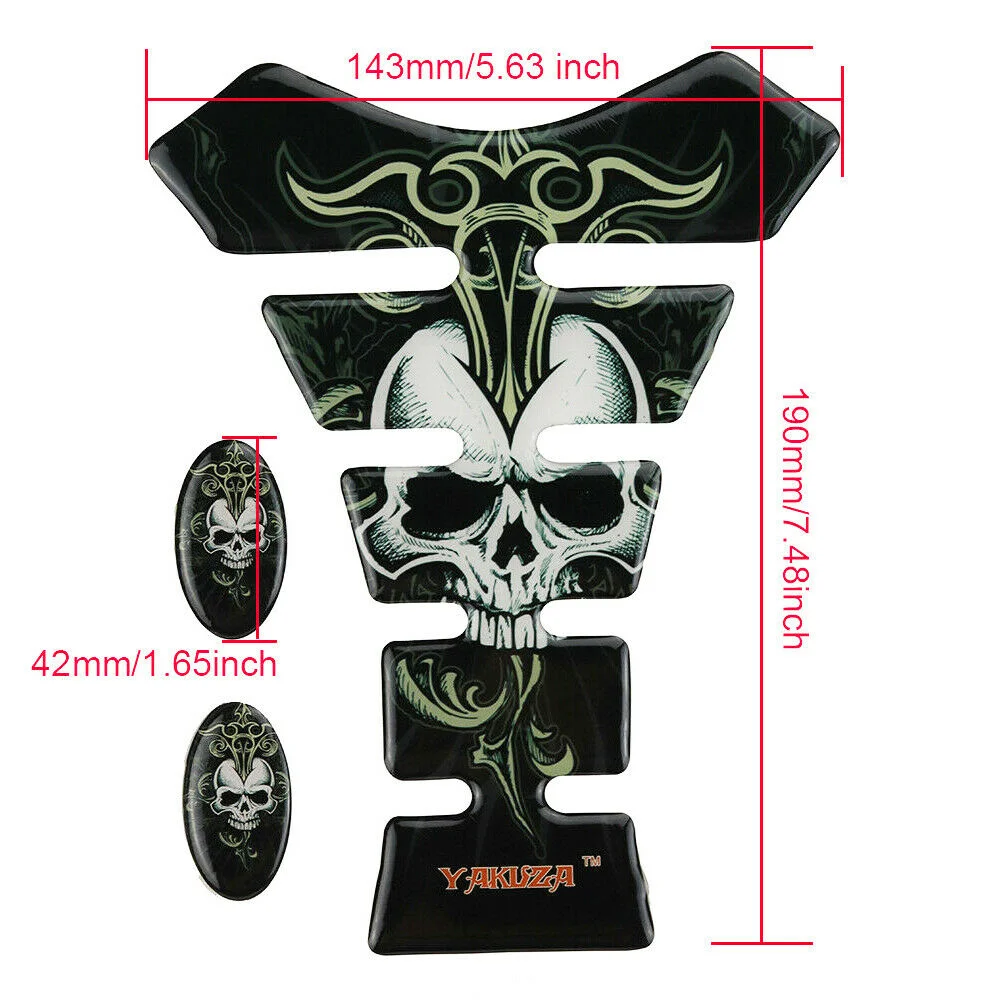 Fit for MT03 MT07 MT09 Tracer FZ6 FZ8 TMAX530/560/500 3D Motorcycle Demon Skull Protector Decal Gas Fuel Oil Tank Pad Sticker