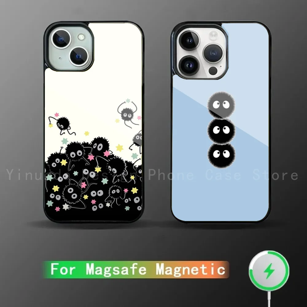 Lovely Soot Sprites Phone Case Strong Magnetic For IPhone 16 15 14 13 Pro Max 11 12 Mini Alex Mirror For Magsafe Wireless