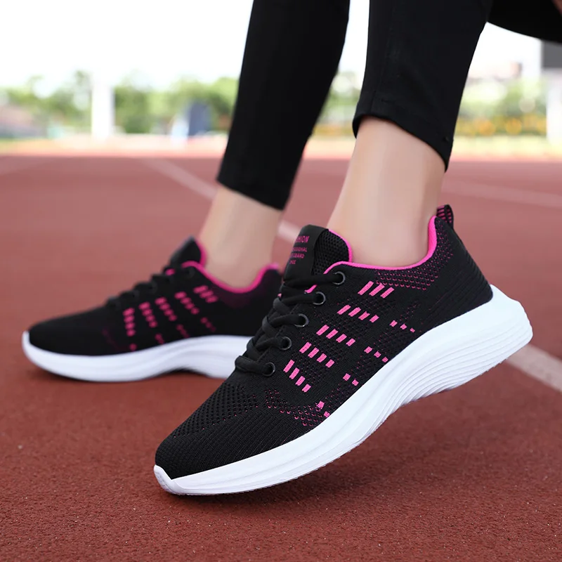 

Autumn Flying Woven Sports Running Shoes Women Breathable Comfortable New Style Casual Sneakers Ladies Non-Slip Fitness Shoes