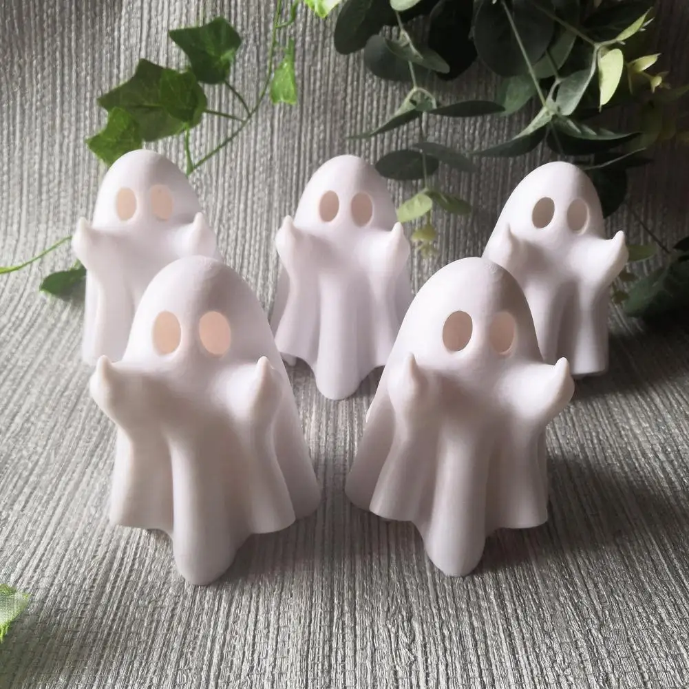 Figurina fantasma dito medio di Halloween con luce spettrale statua in resina fantasma in miniatura scultura fantasma luminosa ornamento da tavolo