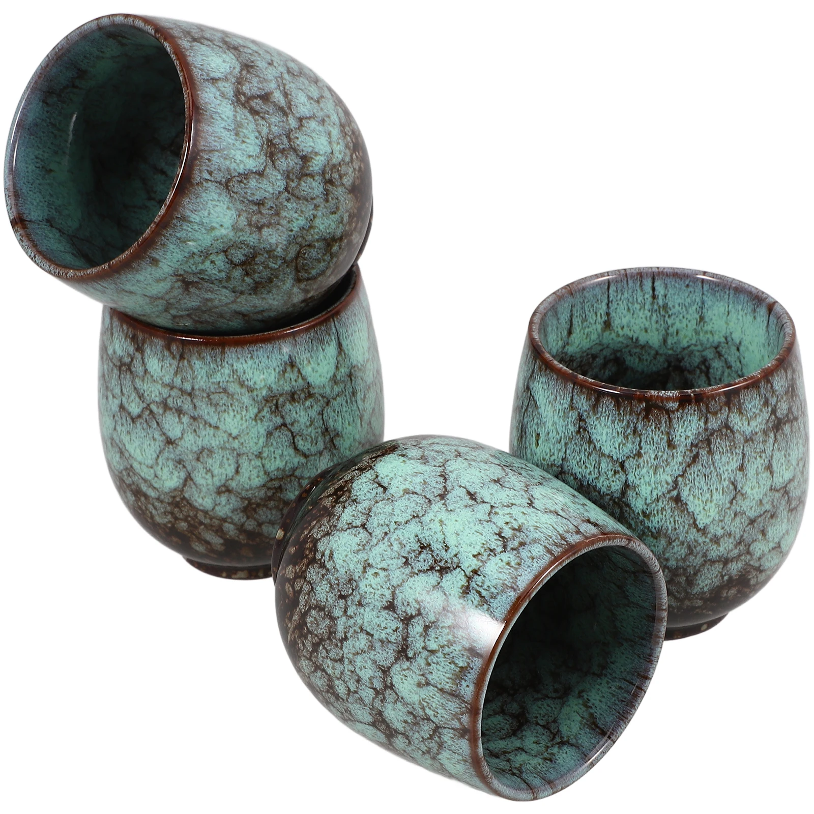 

4pcs Ceramic Mate Retro Style Kung Fu Teaware Chinese Tea Tasting For Home Office Coffee Cup Tea Container Household Water Cup