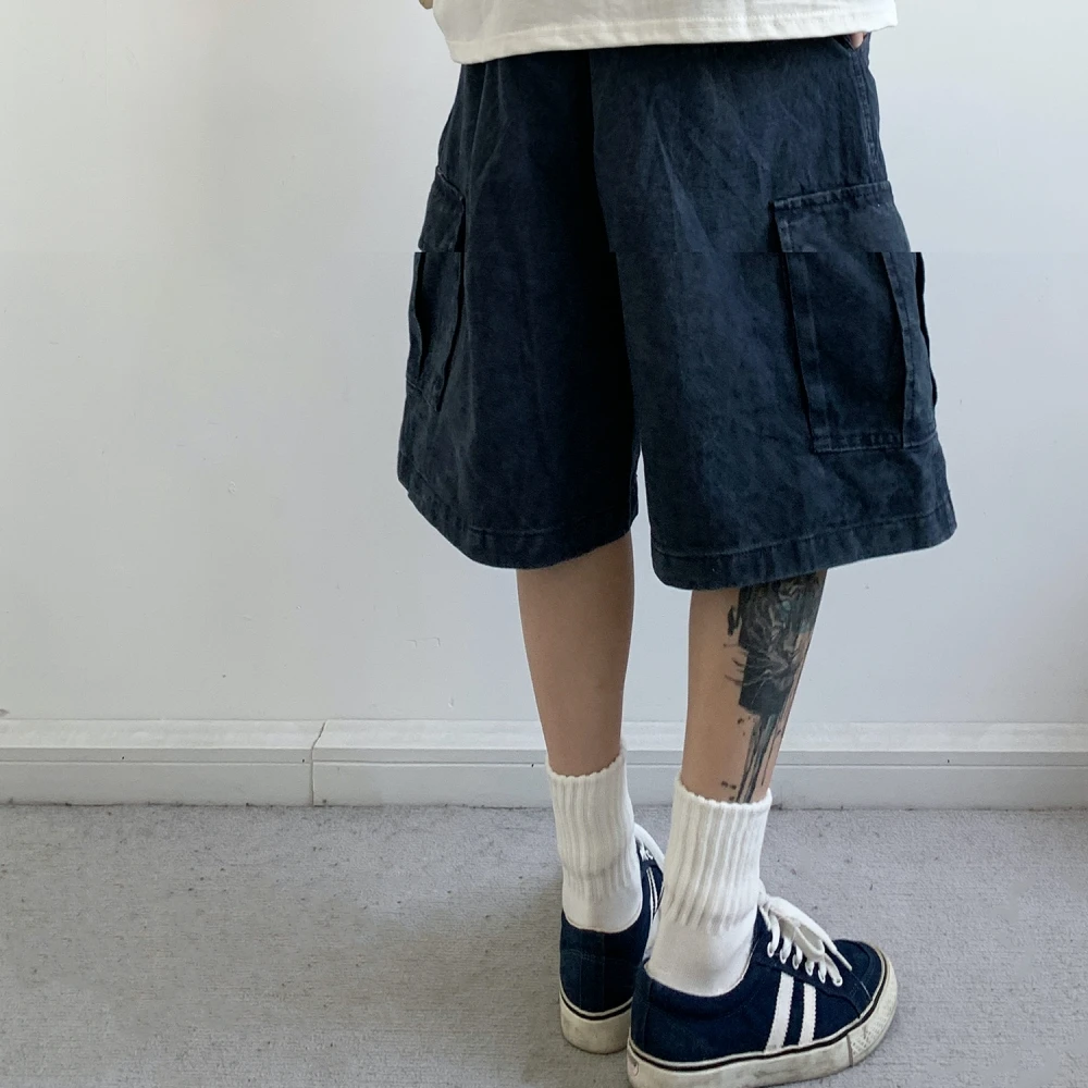 Japońskie letnie neutralne szorty cargo w stylu vintage unisex basic luźny krój casual bawełna wysoka jakość 5 cali szorty męskie damskie