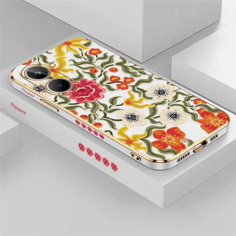 حافظة هاتف لهاتف OPPO Realme 12 Pro Plus غطاء زهور عتيق على الموضة لهاتف Realme 10 11 Pro 9i 4G 5G طلاء مقاوم للصدمات كابا #1