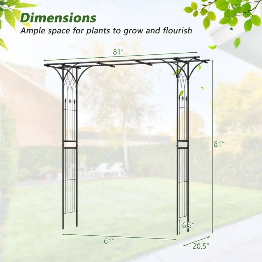 81 Inch Garden Arbor Metal Archway for Climbing Plants