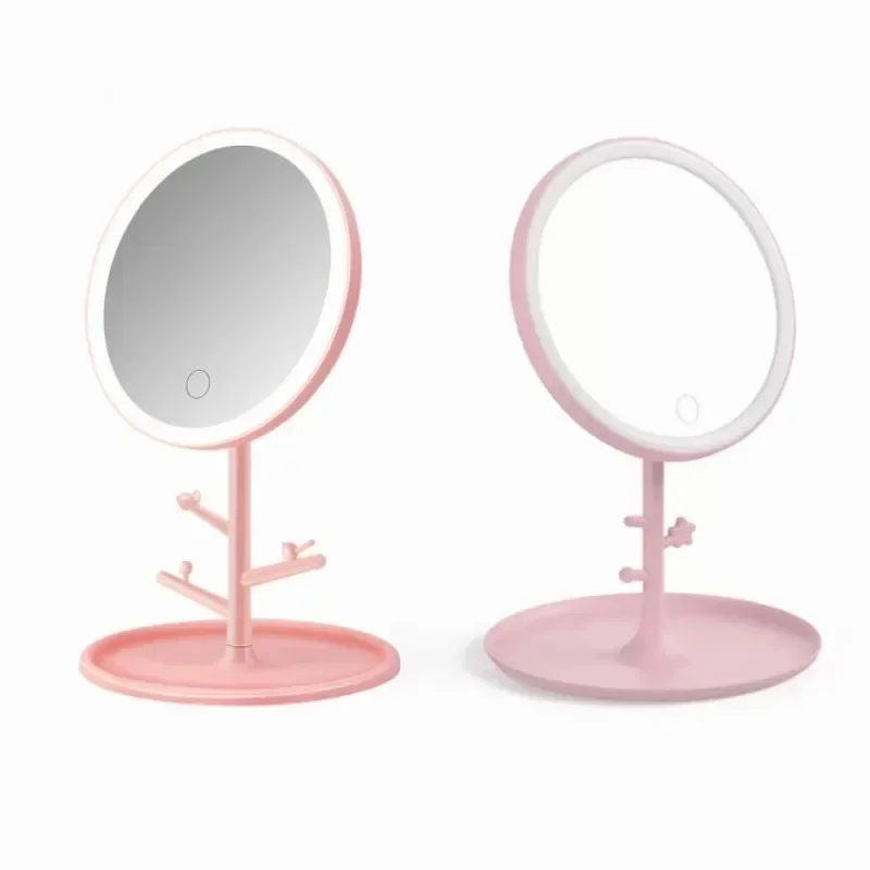 HD LED Table Mirror Smart Touch Control Tricolor Desktop LED Makeup Mirror