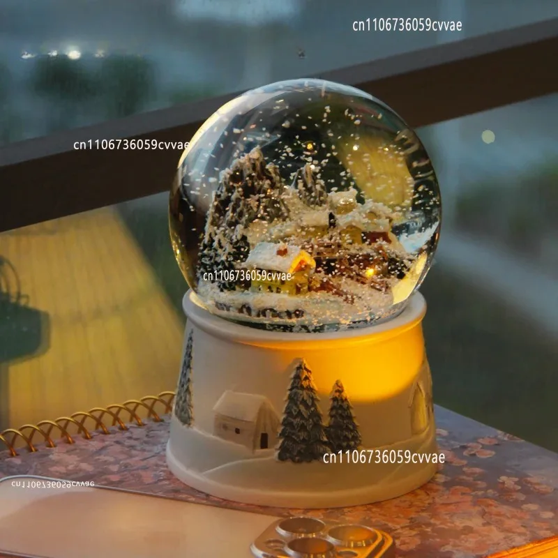 Snow in Hokkaido Crystal Ball Snow Scene Floating Snowflake Music Box Music Box Boys and Girls Girlfriends Birthday Gifts