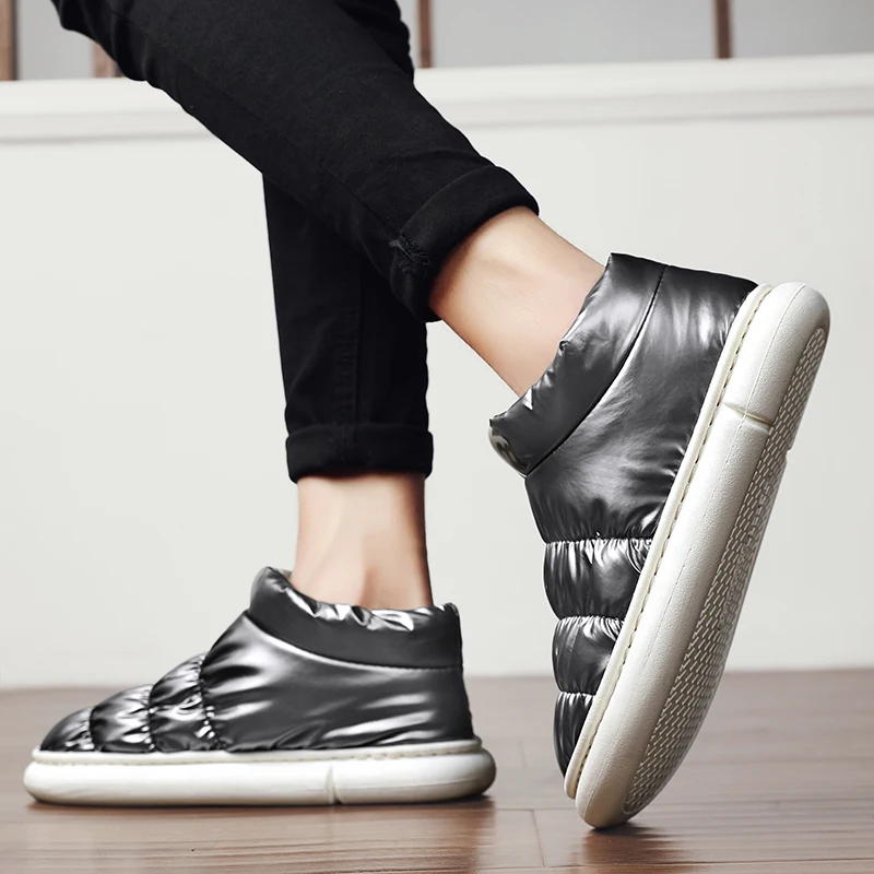 

Possessing The Warmth of First Love Hot Sale Silver Snow Boots Man Warm Plush Men's Winter Shoes Outdoor