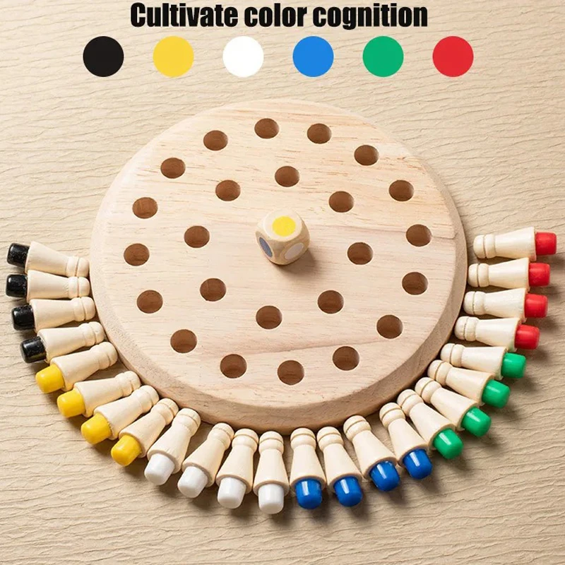 Wooden Memory Match Stick Chess Color Game Board Puzzles Montessori Educational Toy Cognitive Ability Learning Toys For Children