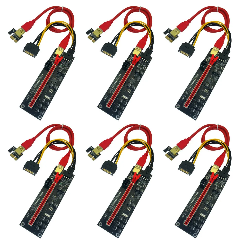 6 PCS V011 Pro PCIE Riser for Video Card 011 Pro PCI Express X1 to X16 Extender 60CM USB 3.0 Cable SATA to 6Pin Power for Mining