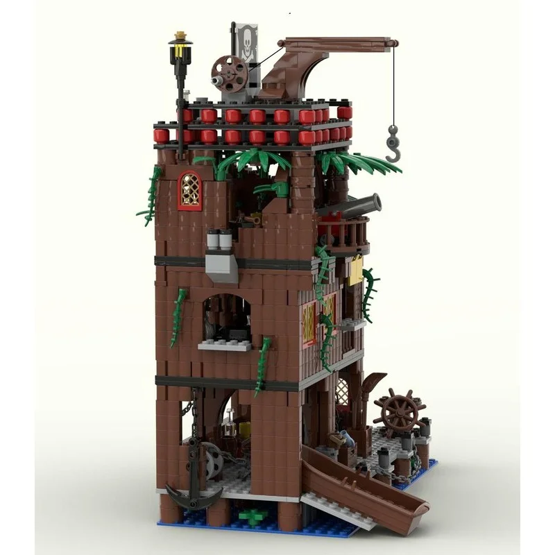 923 Uds. MOC taberna pirata construida el estilo piratas modelo de bloques de construcción juguete arquitectura DIY Idea educación regalo de Navidad niños