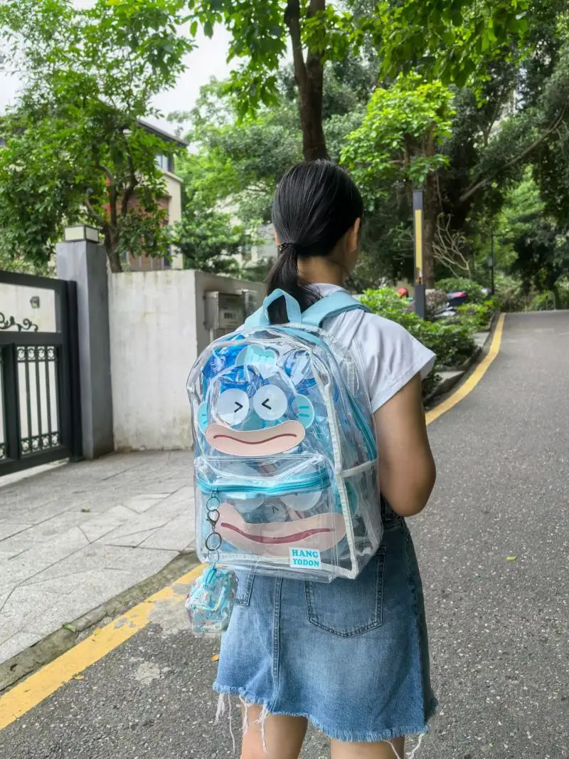 Sanrio Hello Kitty Y2K Waterproof Transparent Backpack Cute Cinnamoroll Cartoon Pvc Large Capacity Storage Bag Student Schoolbag