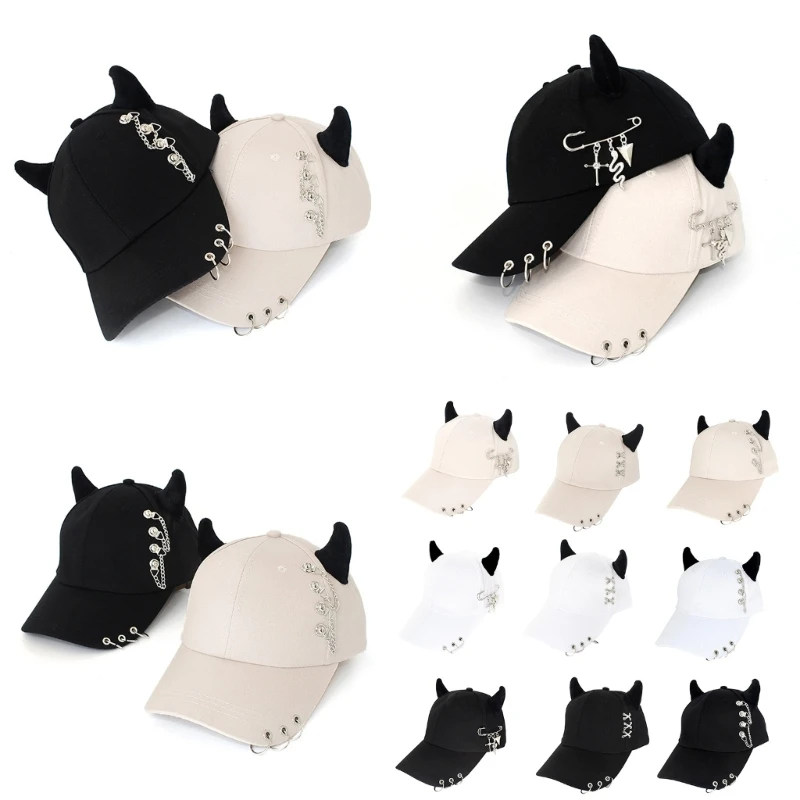 YQ Cool Street Cotton Baseball Caps With Iron Chain Detail for Men and Women