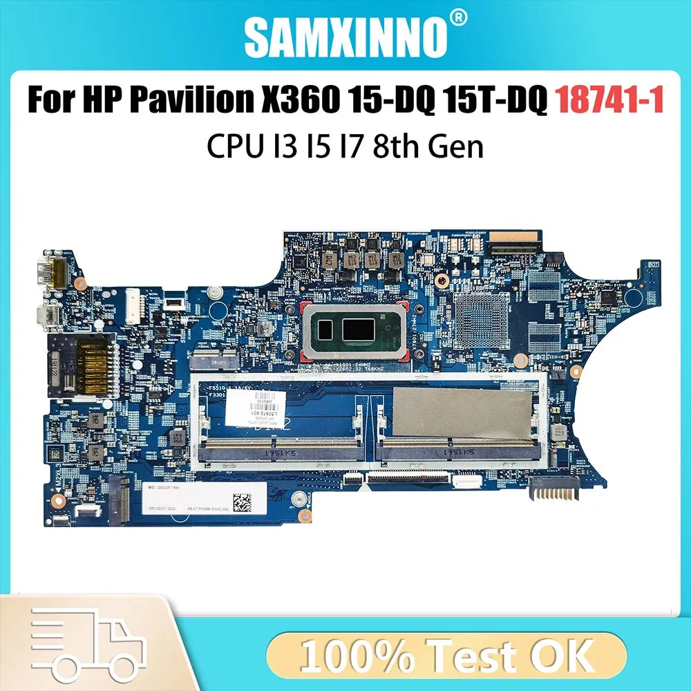 

Computer Mainboard For HP Pavilion X360 15-DQ 15T-DQ L50972-501 18741-1 L50972-601 Laptop Motherboard with CPU I3 I5 I7 8th Gen