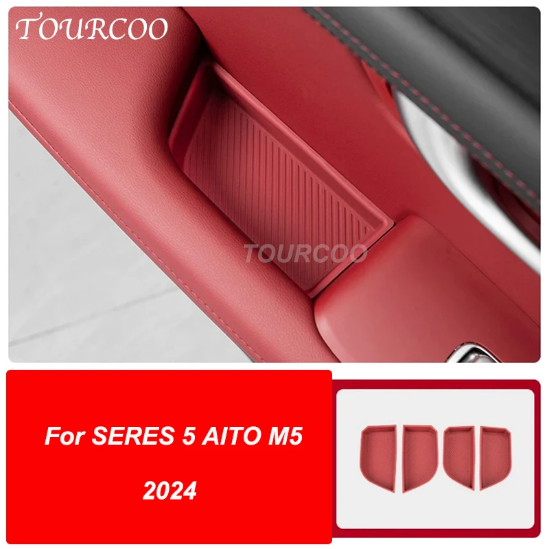 For SERES 5 AITO M5 2024 Car Interior Door Handle Silicone Storage Mat Door Slot Protective Mat Accessories