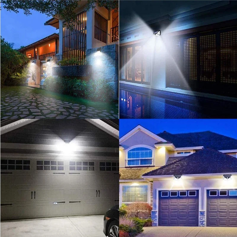 New 100 LED Solar Wall Lights Outdoor Solar Lamp 3 Modes 4 Sides Luminous With PIR Motion Sensor for Garden Garage 1/2/4PCS