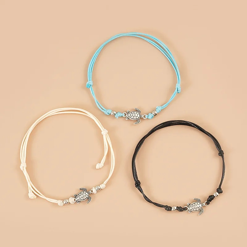 الرجعية السلاحف سوار و سوار الكاحل اليدوية الشمع حبل الشاطئ موضوع عبر الحدود جديد Sle Faion مجوهرات اكسسوارات #2