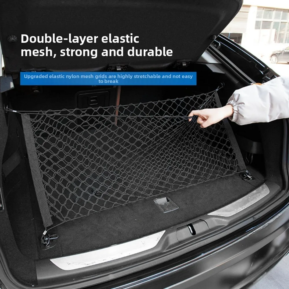 Car Storage Net Stretchable Mesh Pocket Net Magic Elastic Sticker Universal Rear Mesh Trunk Seat Bag Pocket Cage Auto Organizer