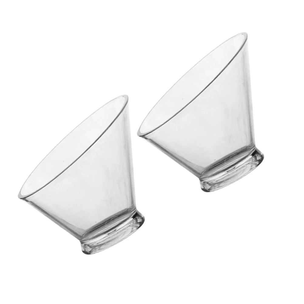 

2pcs Plastic Ice Cream Bowls Clear Serving Salad Household Vegetable Food Storage Easy Clean Smooth Rim Festival Housewarming