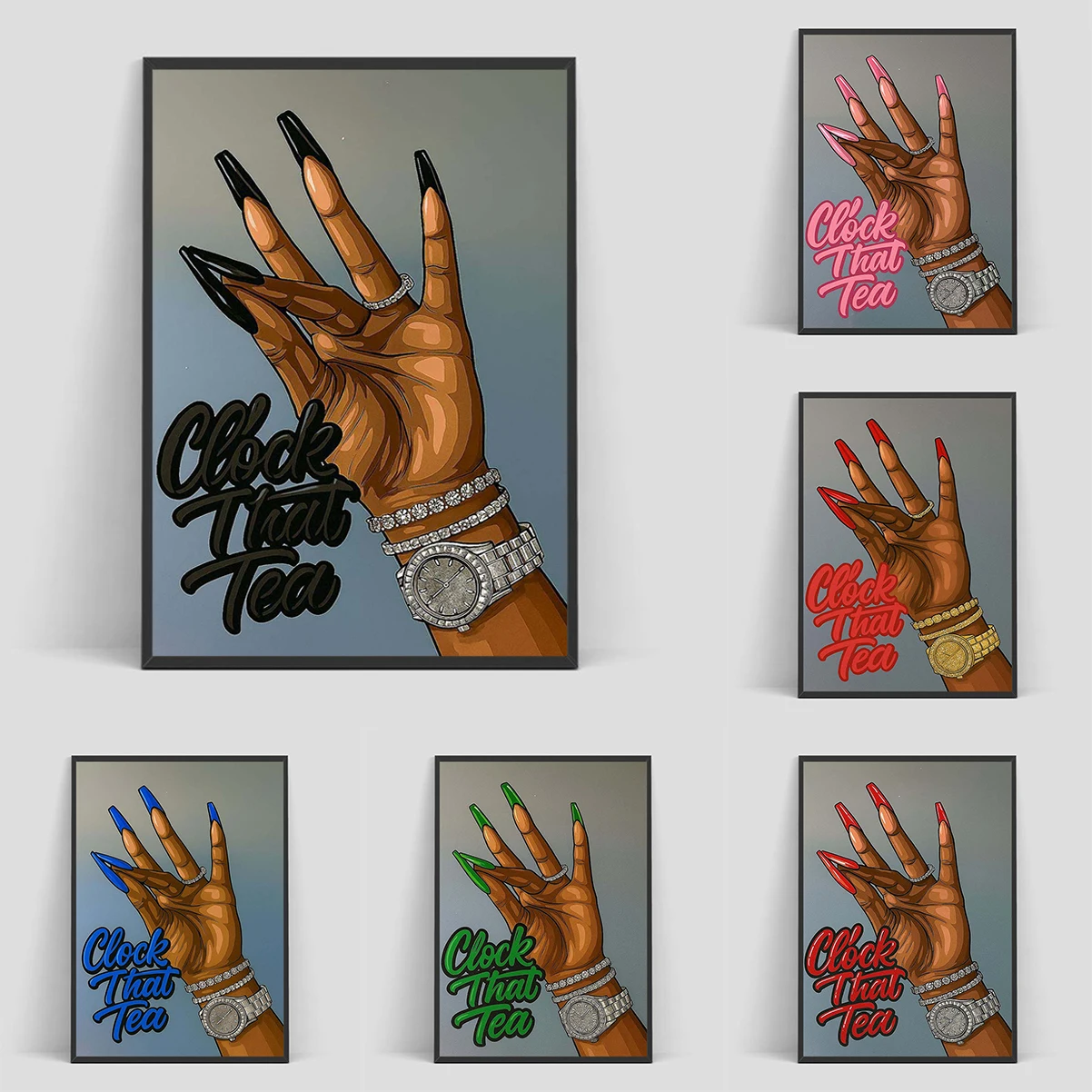 

Fashion Trend Clock That Tea Poster Decorative Sheets Wall Pictures Interior House Decoration Room Decorations for Home Decor