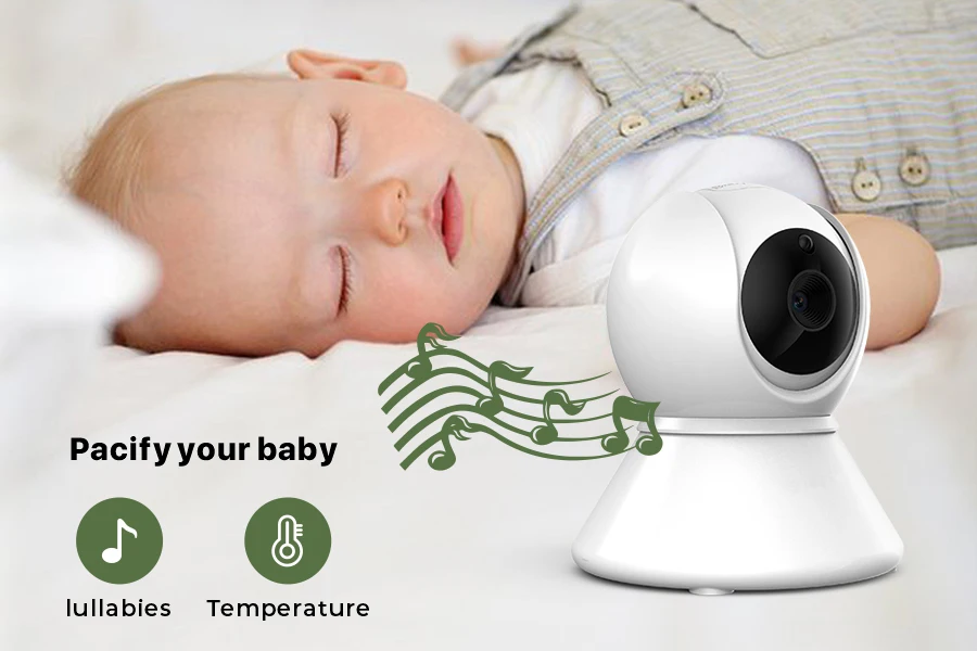5Inch IPS Screen 720P 4X Zoom 360Degree Wireless PTZ Baby Monitor Temperature Display Lullaby Nanny Cam Feeding Remind Camera