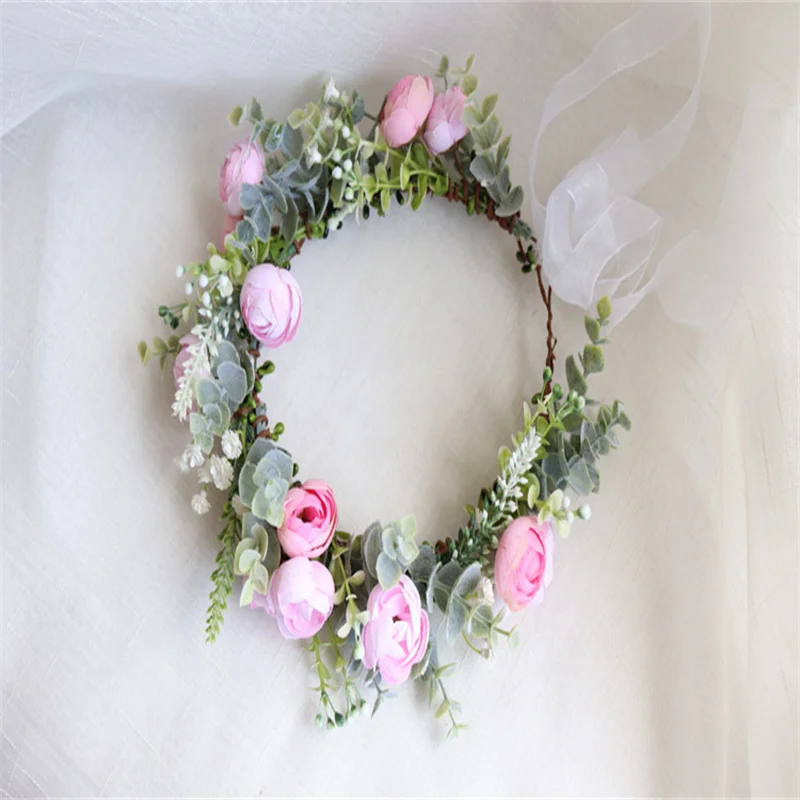 Forest Fake Flowers Bridal Wreath Headwear Festive Accessories Wedding Photography Greenery Wedding Hair Accessories