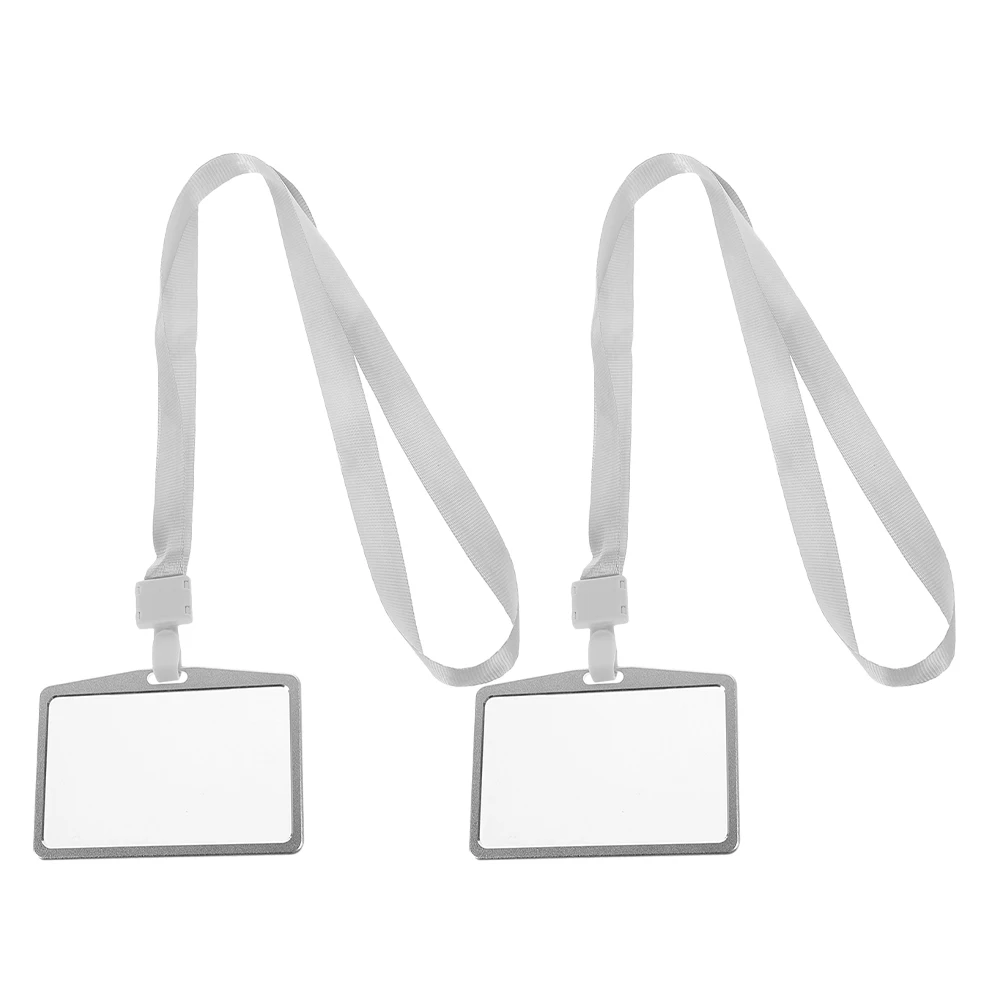 

2 set Office Employee Holder Lanyard Aluminium Alloy Badge Holder Secure Id Card Protection Staff Identification