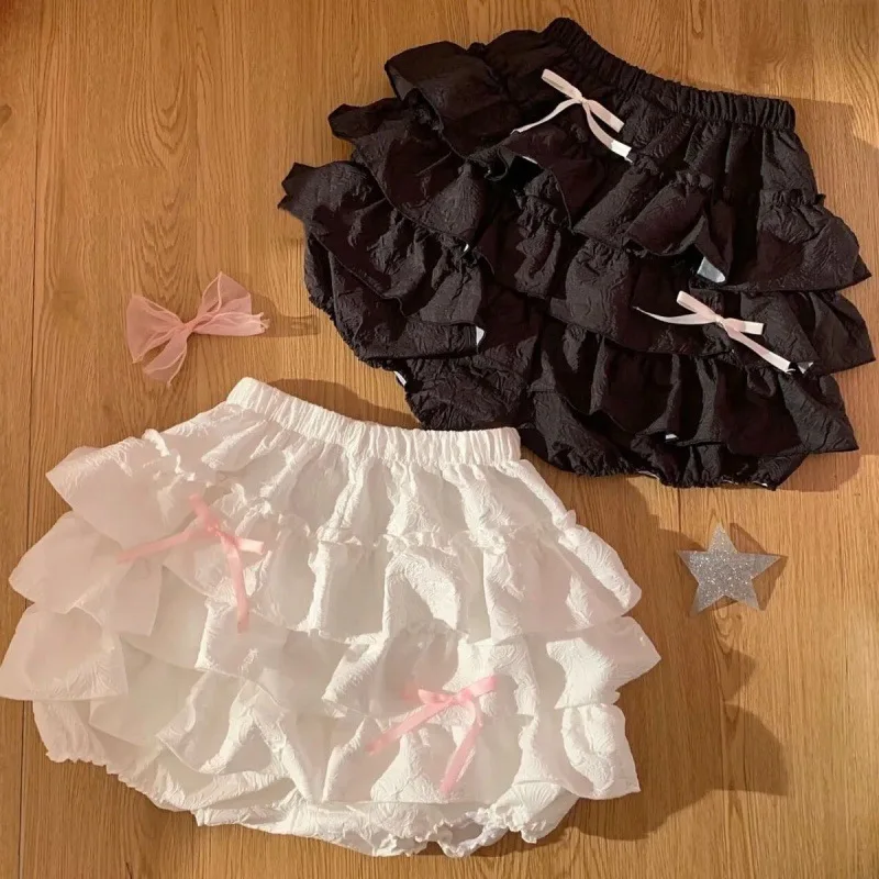 Sweet and Spicy Girl Butterfly Knot Lotus Leaf Edge Puffy Skirt Pumpkin Pants Slim and Versatile Ballet Style Girl Cake Skirt