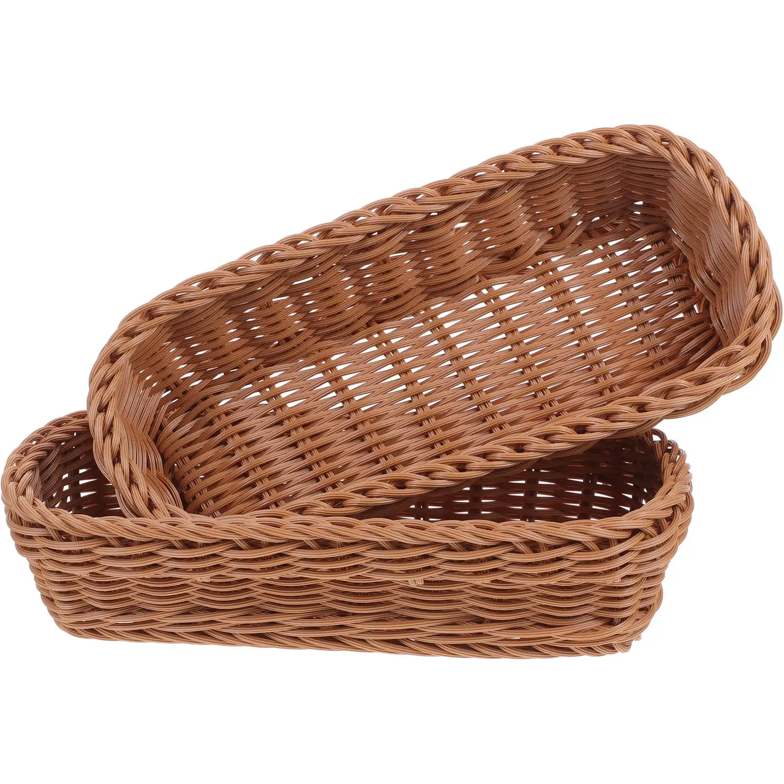 

2 Pcs Woven Cutlery Organizer 26x12x6cm Knife Fork Chopstick Holder Storage Basket Plastic Kitchen Utensil Fruit