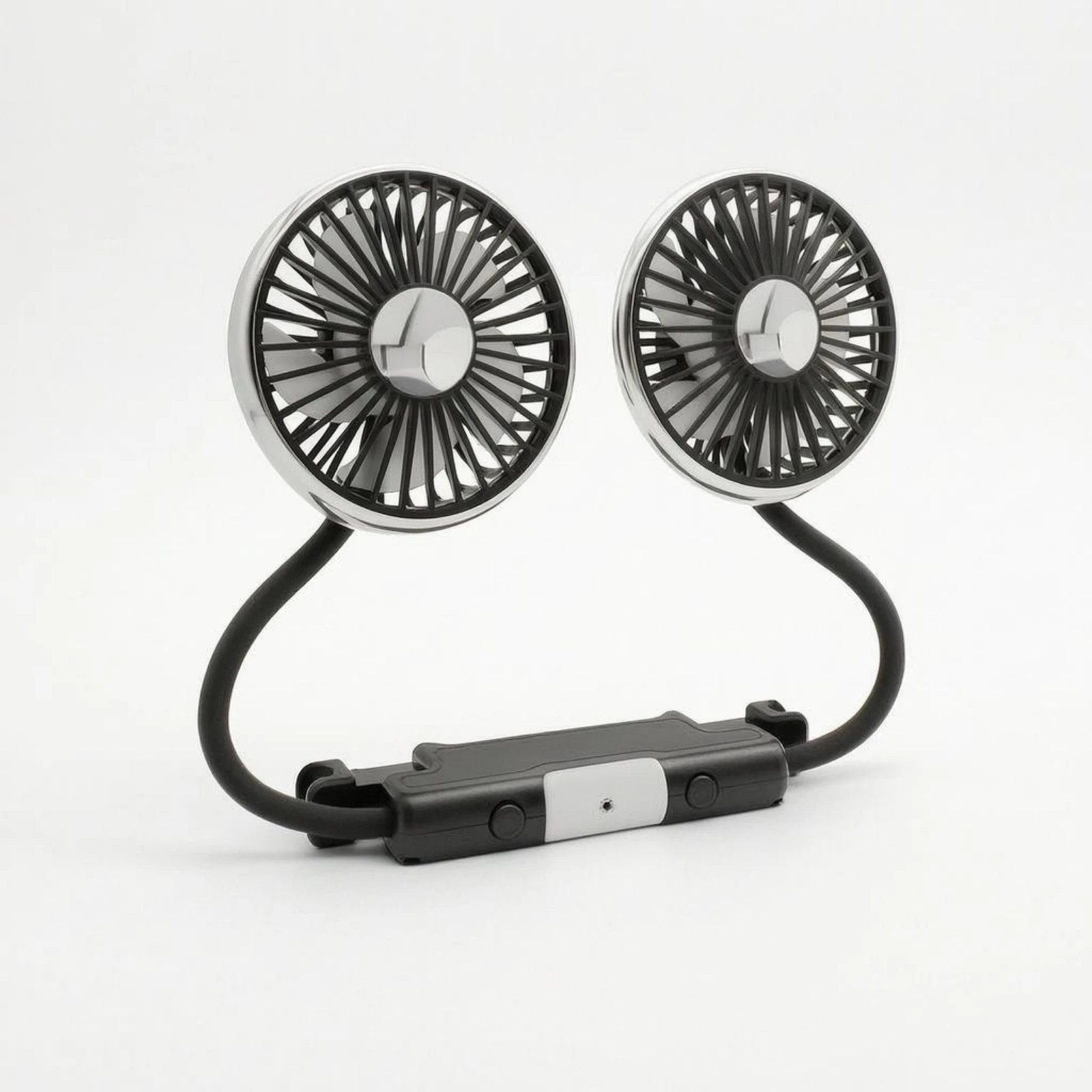 USB-C Dual Head Car Fan ABS Plastic Rear Seat Cooler Vehicle Accessory for Powerful Airflow Daily Driving