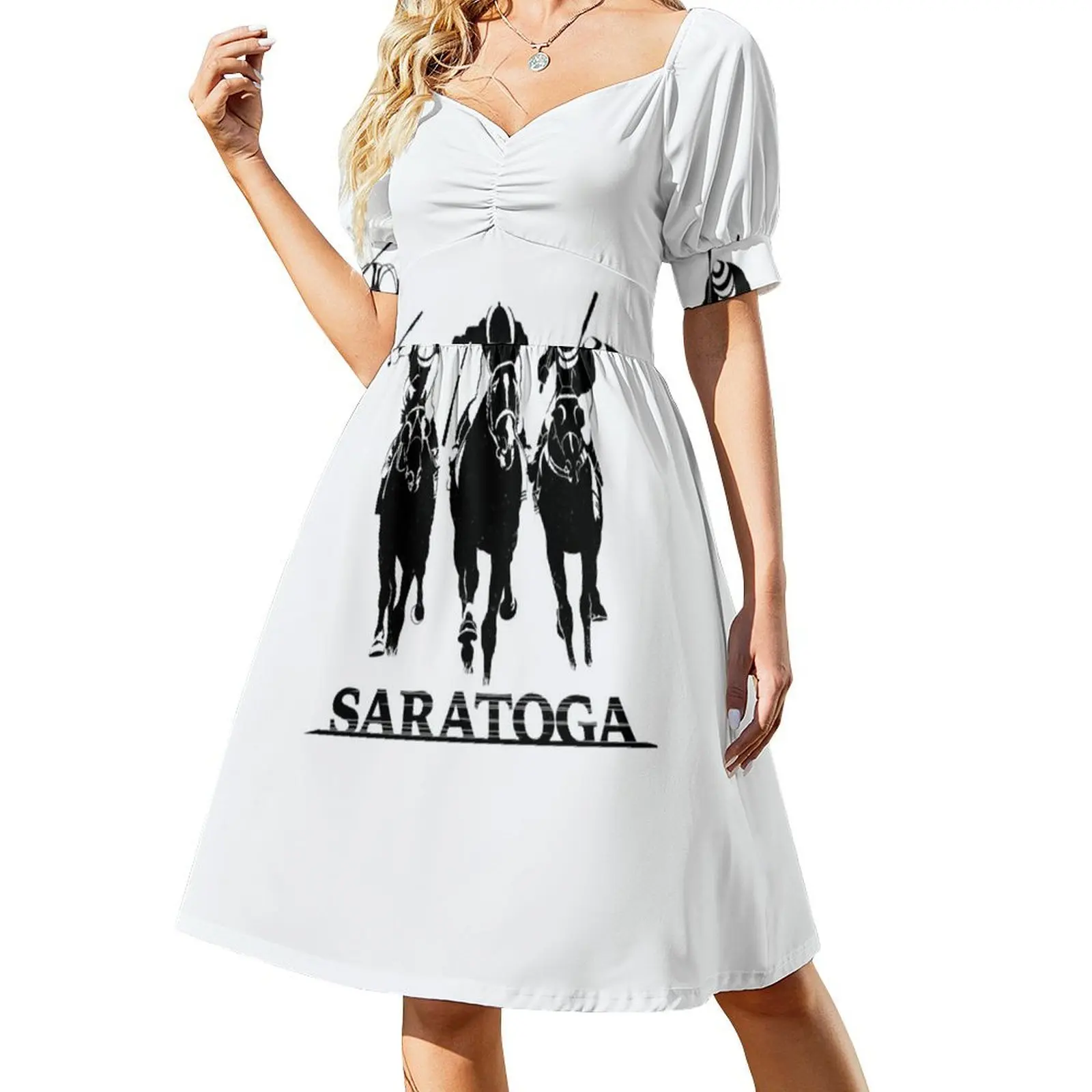 

Saratoga Horses Short-Sleeved Dress women dress evening dresses luxury 2025