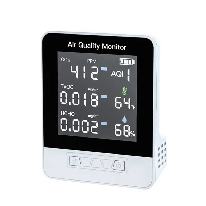 

Детектор углекислого газа A99E, измеритель CO2, цифровой тестер температуры и влажности 6-в-1 для определения TVOC и HCHO