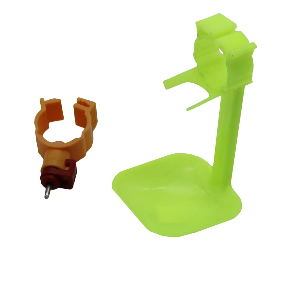 ID25mm Chicken Water Dispenser Kit Earthy Yellow Chicken Ball Valve Water Nozzle And Green Chicken Hanging Drinking Cup 2 Sets