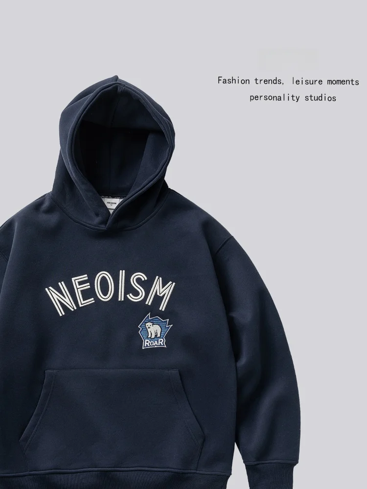 

ANXIE Embroidered Hoodie Sweatirt ex Spring Faionable Streetwear Couple Casual Loose Fit Denim Jaet