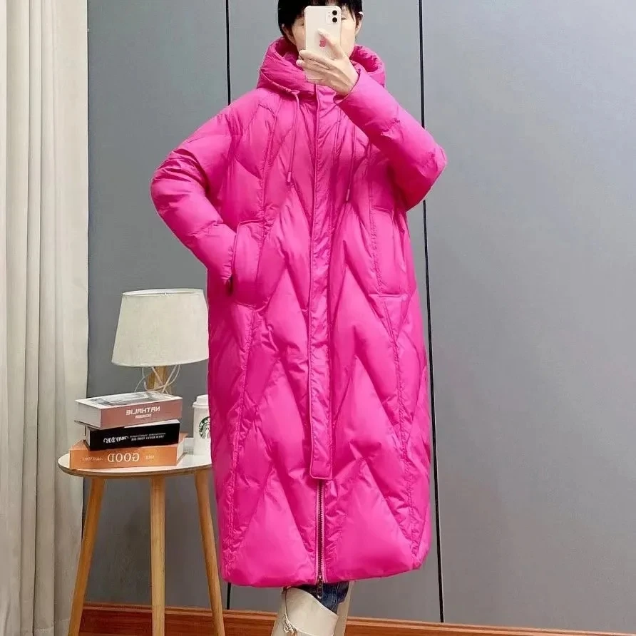 Oversized Winter Jacket Womens Chic Vintage Down Cotton Jacket Coat Thicken Warm Cotton Coat Windproof Hooded Puffer Parkas Coat