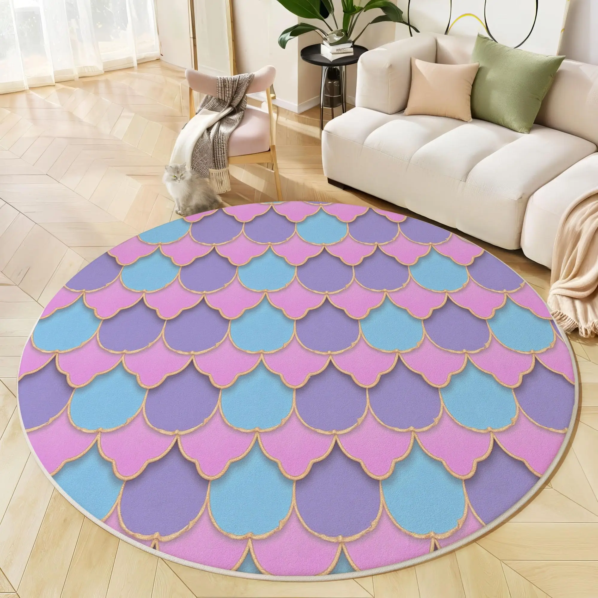 Round Abstract Rug Blue Yellow Cross Brush Stroke Painting Print Home  for Modern Artistic Living  Interior Decorative Makeover