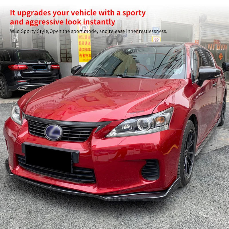 Car Front Bumper Splitter Lip Diffuser Spoiler Body Kit Protector Cover Carbon Fiber Look Accessorie For Lexus CT 200h 2011-2022