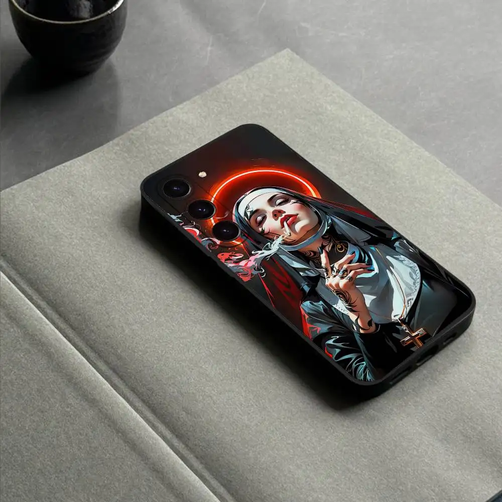 Casing Ponsel Nuns Beauty Untuk Samsung S24/S25/S22 S30/Note20/Lite/Ultra/5G/Plus/FE - Perlindungan Anti Benturan