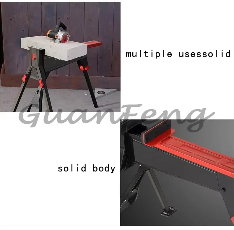 Folding Saw Horse Workbench, Portable Workstation with Clamping System, Jawhorse Clamping Table for Woodworking