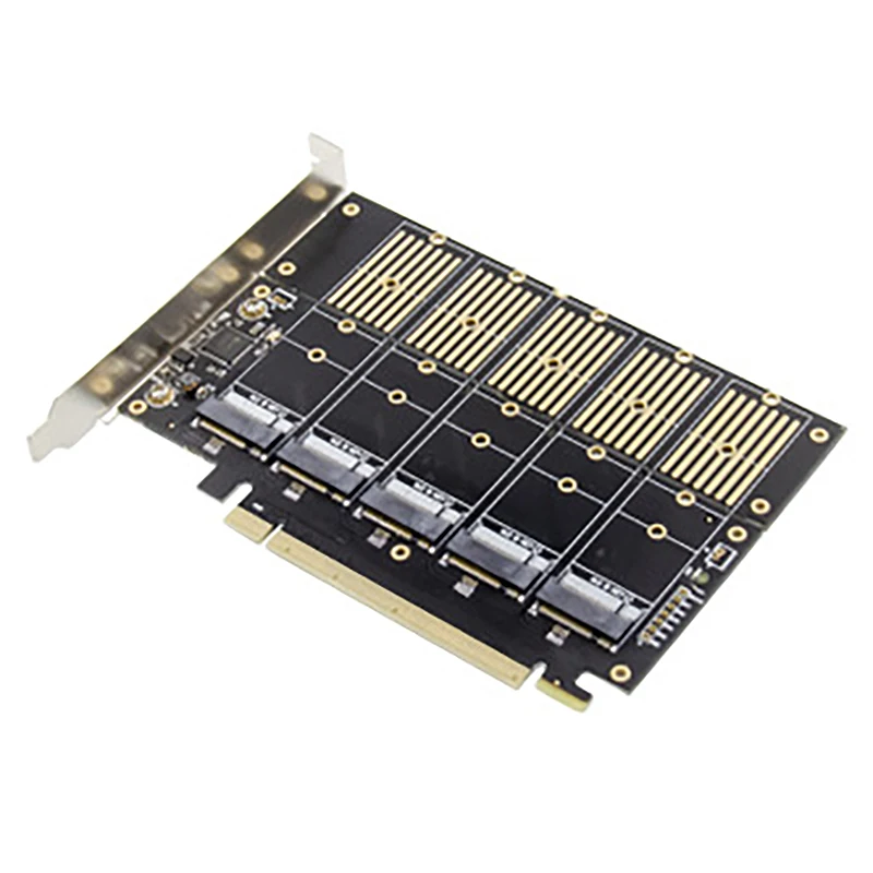 GFR5-PCI-E X16 Adapter Card, JMB585 Chip M.2 Key B NVMe SSD Expansion Card
