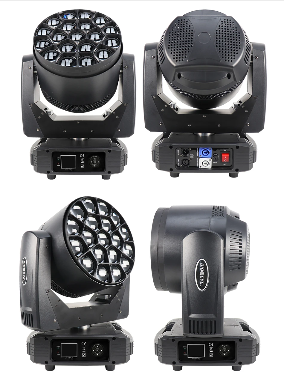 LED DMX Movingheads 19x25W RGBW 4in1 BEE Eye LED Beam Wash Zoom Moving Head Club Konzert Bar Licht – Detail 7