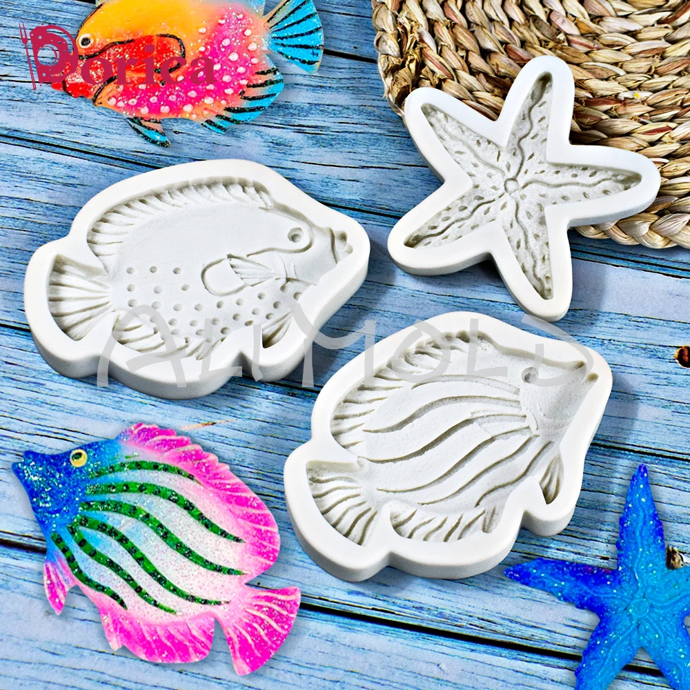 3D Starfish Tropical Fish Fondant Silicone Mold Soft Sweets Chocolate Mould DIY Resin Clay Model Cake Decorating Tools Bakeware