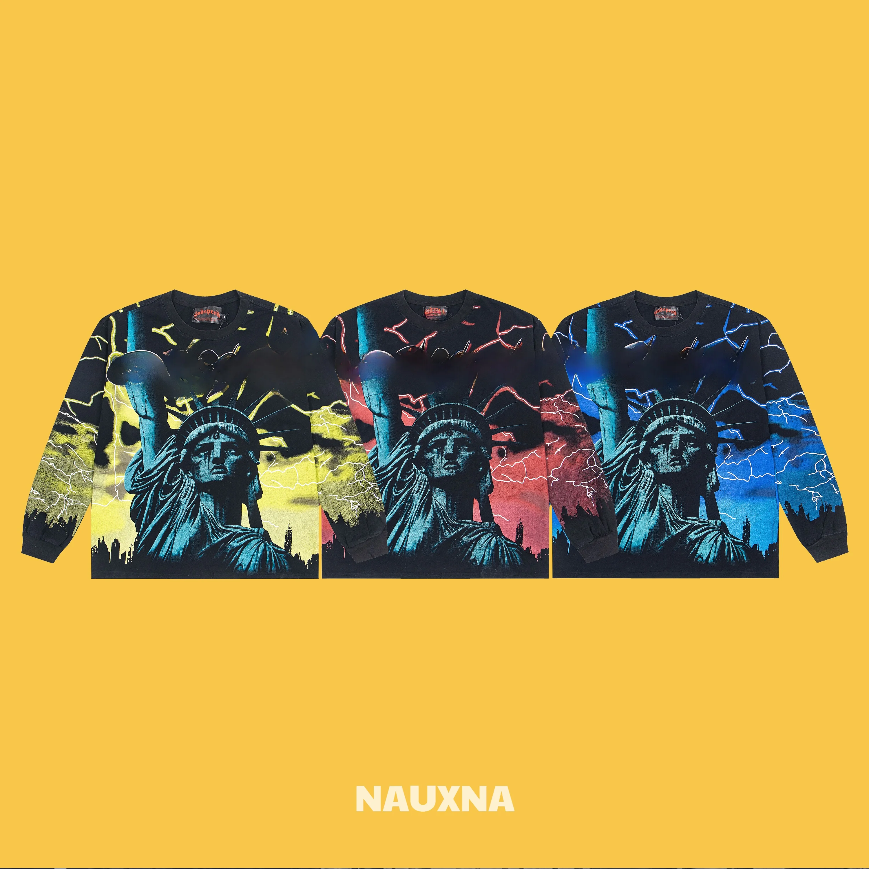 

Футболка свободного кроя GodSpeed Long Sve, хлопковая повседневная одежда ex Waed out, винтажная футболка с буквенным принтом и молнией