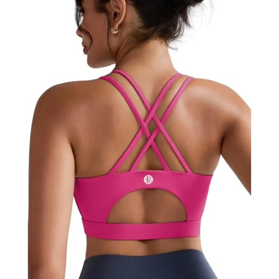 

RUNNING GIRL Sports Bras for Women, Padded Sports Bra Tank Top Sexy Crisscross Back High Impact Longline Workout Yoga Bra
