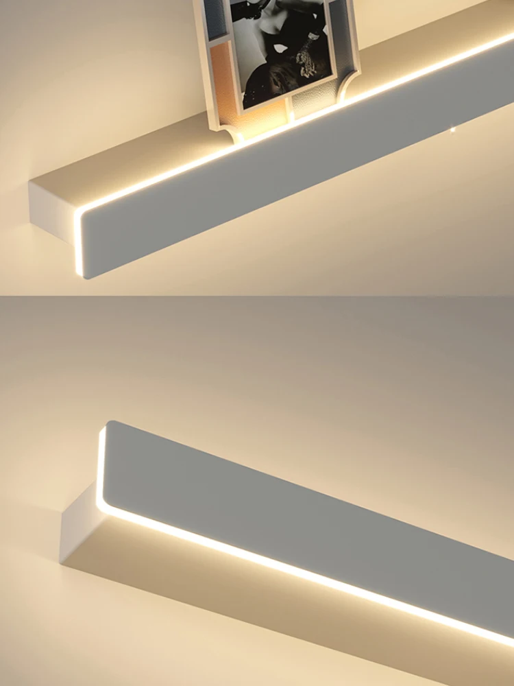 Imagem -06 - Minimalista Long Shelf Line Atmosfera Quarto Abajur Decorativo Frame Sala de Fundo Parede Iluminação