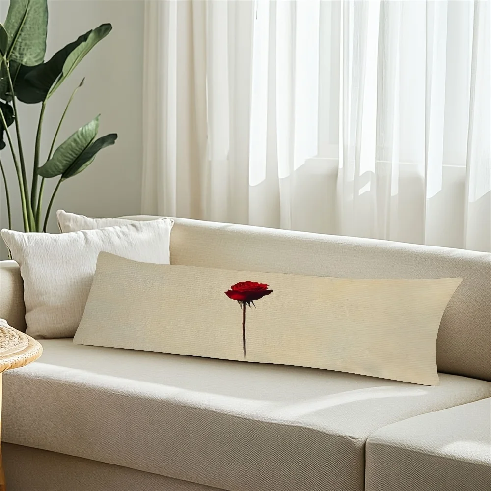 Multifunctional Red Rose Body Pillowcase 50.8x137.16 cm - Double-Sided Print, Ideal for Valentine's Day, Easter, and New Year De