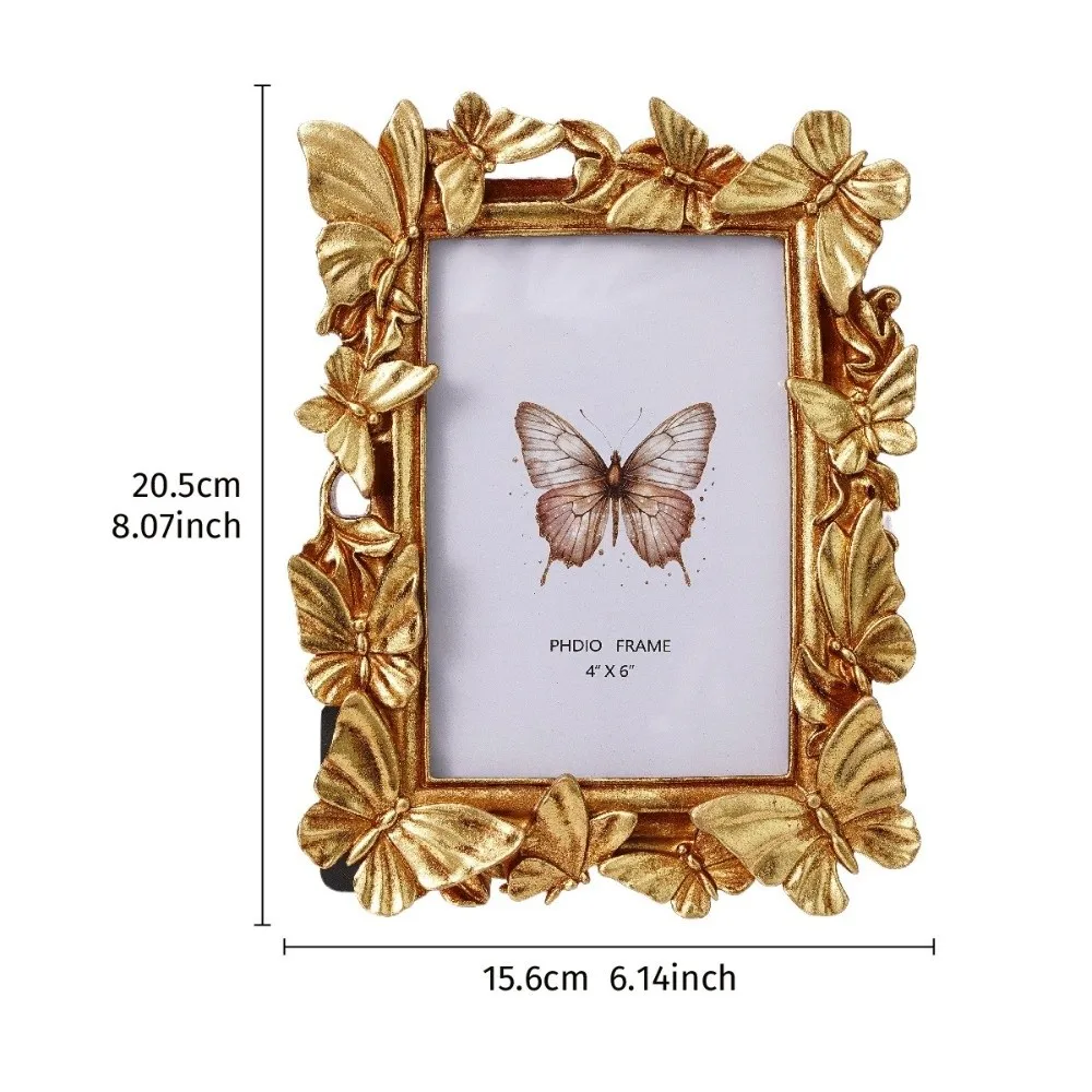 3D Butterfly Picture Frame Staggered Pattern Rectangular Shape Decorative Painting Frame Vintage Photocard Display Stand