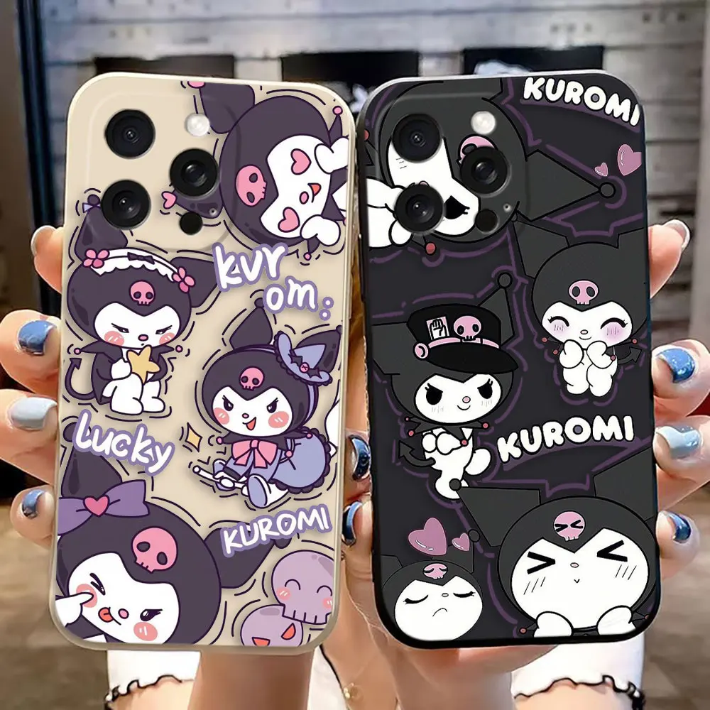 Cartoon Baku Kuromi Cover Phone Case For Apple iPhone 16 15 14 13 12 11 PRO MAX PLUS Colour Soft Silicone Case Funda Coque Shell